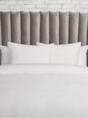Dormify Grey Full/Queen Velvet Channeled hanging headboard